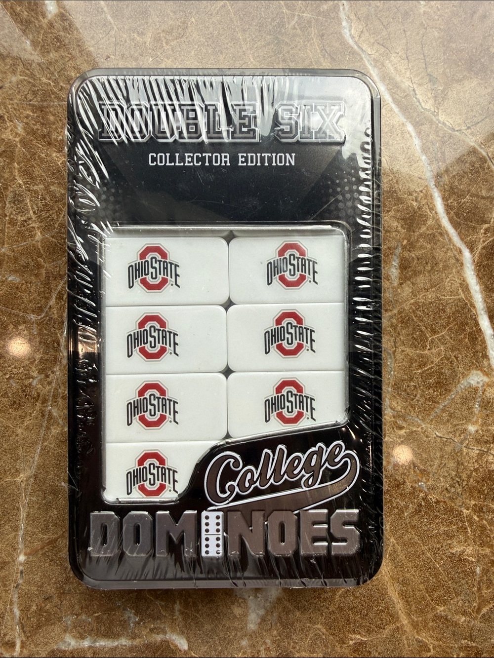Ohio State College Double Six Dominoes - White Collector Tin